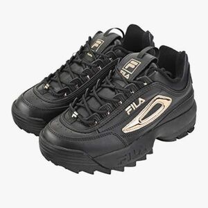 Fila Women's Black and Gold Athletic Shoes